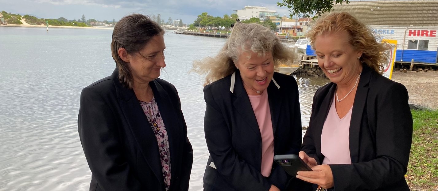 The Leanne White Solicitor team beside the water at Forster